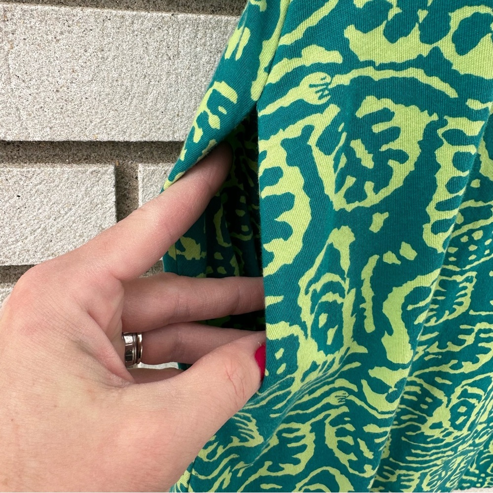 Soft Surroundings Santiago Gaia Tropical Green Jersey Dress Pockets PM Resort - Picture 10 of 14